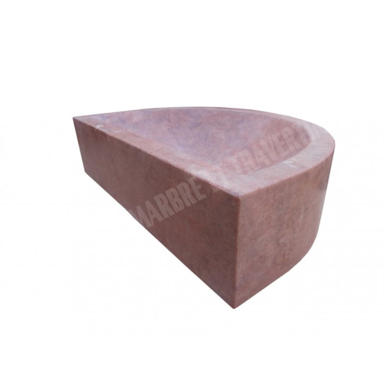 Travertin Rose Vasque Lave Main Mi Lune